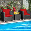 Tarin 3pc Outdoor Rattan Table and Chairs Set - Red - Seasonal Overstock