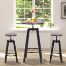 Dining Sets, Adelle 3pc Industrial Bistro Set - Adjustable Height 26" Table - Seasonal Overstock
