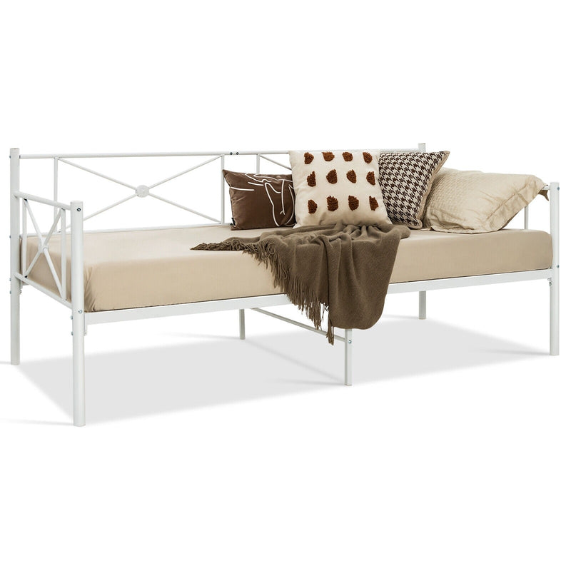 Alexis Twin Size Metal Day Bed - White - Seasonal Overstock