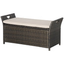 Outdoor Furniture, Blackwell Grove Outdoor Patio Storage Bench in PE Rattan Wicker - Cream - Seasonal Overstock