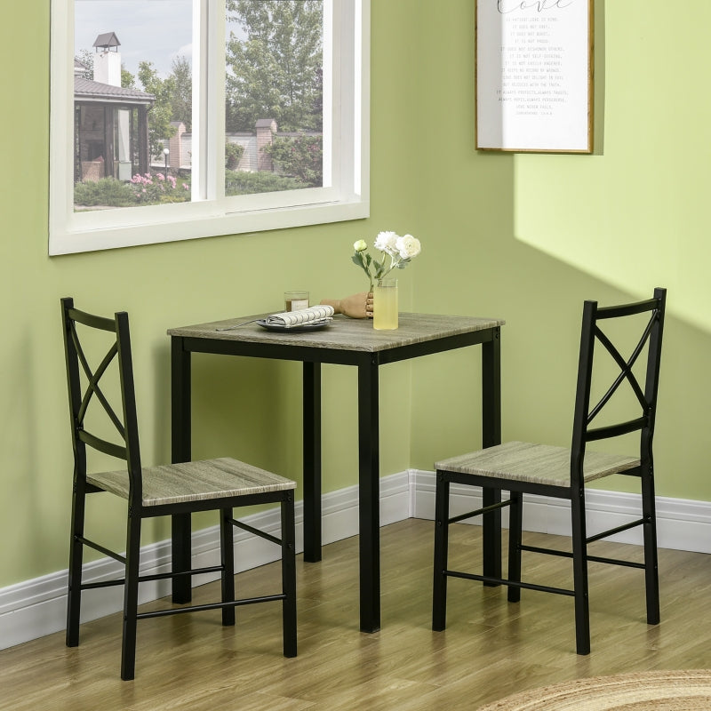 Gemma 3pc Small Dinette Table and 2 Chairs Set - Grey - Seasonal Overstock