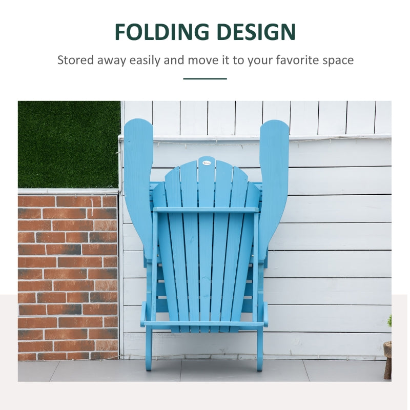 Layton Blue Folding Adirondack Chair with Retractable Lounger - Seasonal Overstock
