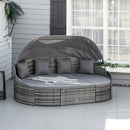Serena 4pc Outdoor Rattan Sofa Bed / Patio Conversation Set - Grey - Seasonal Overstock
