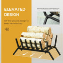 24-in Basket Style Black Metal Firewood Rack Log Holder - Seasonal Overstock