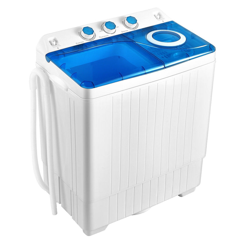 26lbs Portable Semi-Automatic Twin Tub Washing Machine with Drain Pump - Seasonal Overstock