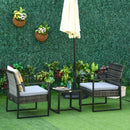 Patio Furniture, Ricardo 3pc Rattan Wicker Chair and Table Set - Grey - Seasonal Overstock