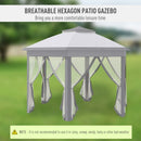 Gazebos, Belvedere 13.3ft Hexagon Pop-Up Portable Gazebo with Mesh Walls - Light Grey - Seasonal Overstock