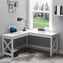 Desks, Cheyenne White Wood Grain L-Shaped Corner Computer Desk - Seasonal Overstock