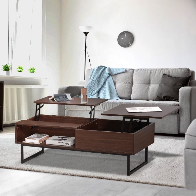 Cody Dual Lift Top Modern Coffee Table with Hidden Storage - Brown - Seasonal Overstock