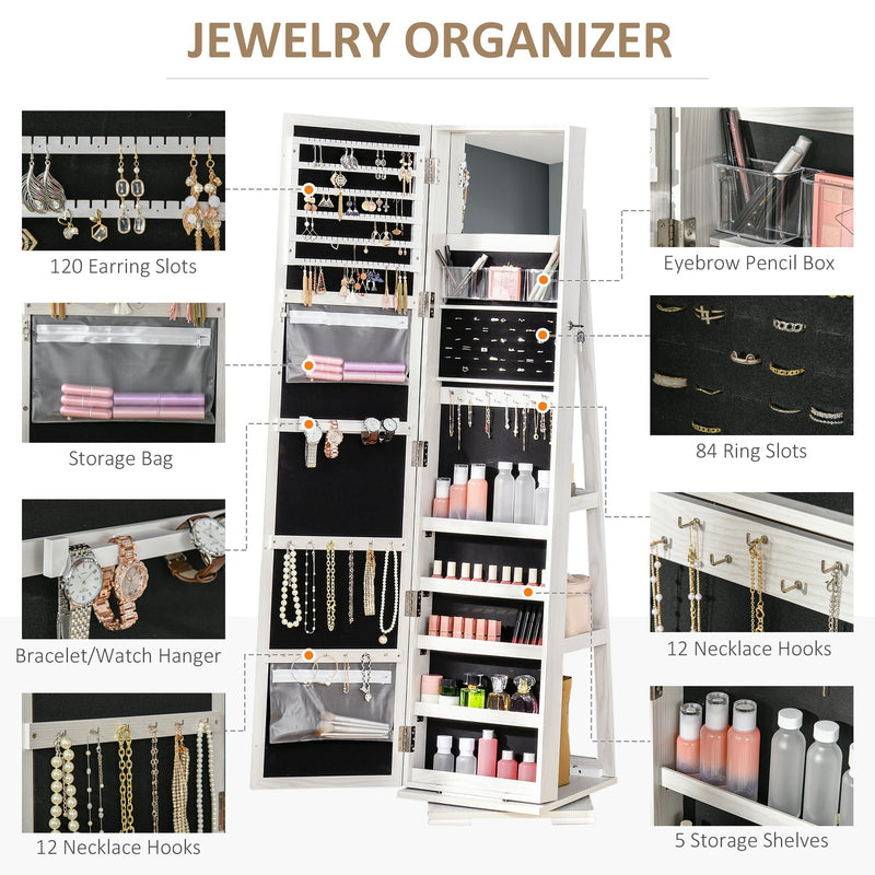Freya Standing Swivel Mirror and Jewelry Organizer - Seasonal Overstock