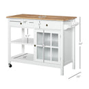 Julyette White Kitchen Island Cart on Rollers - Seasonal Overstock