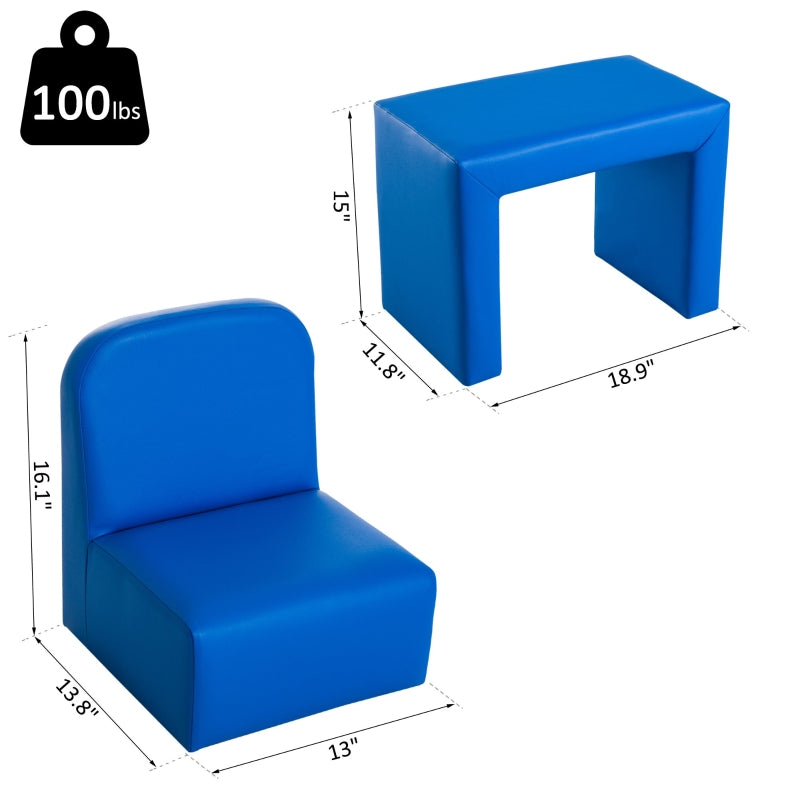 Kids 2 in 1 Table and Chair Set - Blue - Seasonal Overstock