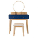 Vanity, Melvyna Luxury Vanity with LED Mirror - Navy / Gold - Seasonal Overstock