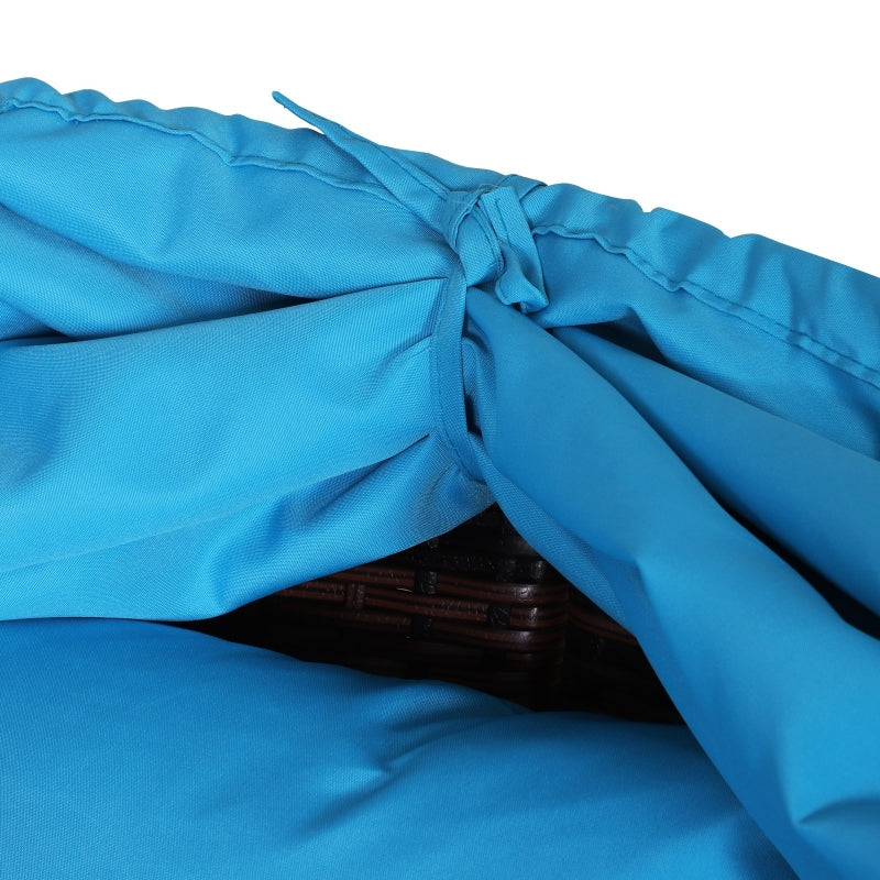 Paloma II 4pc Outdoor Rattan Sofa Bed / Patio Conversation Set - Light Blue & Brown - Seasonal Overstock