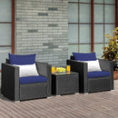 Tarin 3pc Outdoor Rattan Table and Chairs Set - Blue - Seasonal Overstock