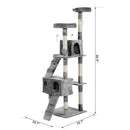 Pet Accessories, 5.6ft Multi-Level Cat Tree in Grey - Seasonal Overstock