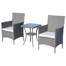 Patio Furniture, Okana 3pc Rattan Patio Chairs & Table Set - Grey - Seasonal Overstock