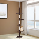 Cat Trees, Floor To Ceiling 5 Tier Cat Tree in Brown - Seasonal Overstock