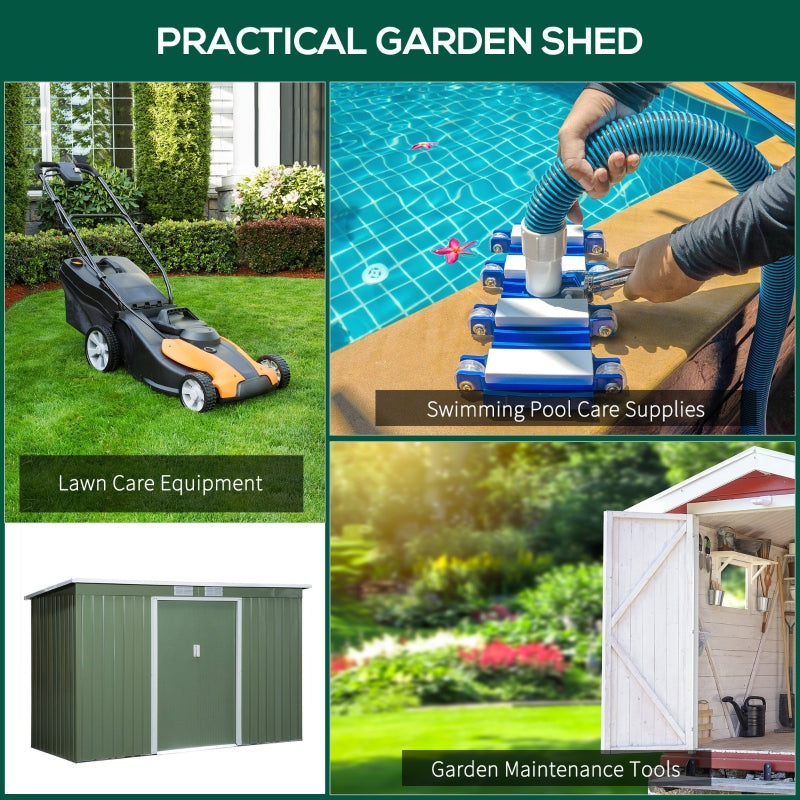 9' x 4' Light Green Metal Outdoor Storage Garden Shed - Seasonal Overstock