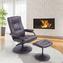 Kenton Faux Leather Chair and Ottoman - Brown - Seasonal Overstock