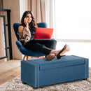 Benches, Osman 47" Nailhead Blue Upholstered Storage Bench - Seasonal Overstock