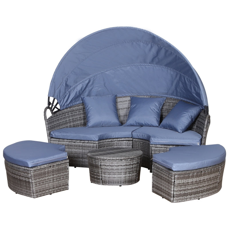 Paloma 4pc Outdoor Rattan Sofa Bed / Patio Conversation Set - Grey - Seasonal Overstock