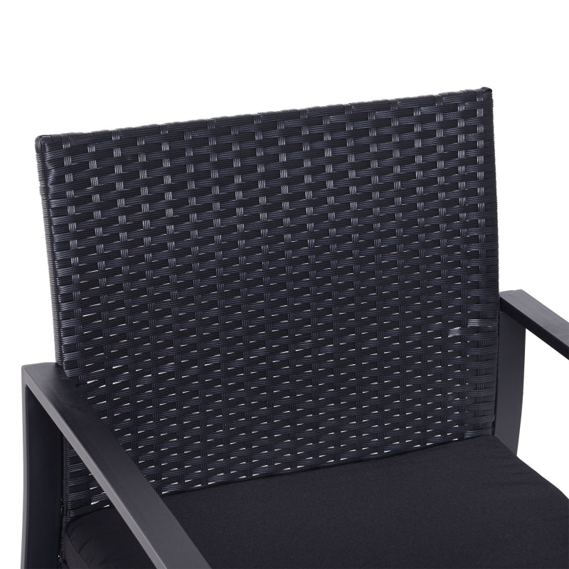 Ricardo 3pc Rattan Wicker Chair and Table Set - Black - Seasonal Overstock