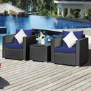 Tarin 3pc Outdoor Rattan Table and Chairs Set - Blue - Seasonal Overstock