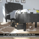 Tula Twin Size Grey Upholstered Platform Bed - Seasonal Overstock