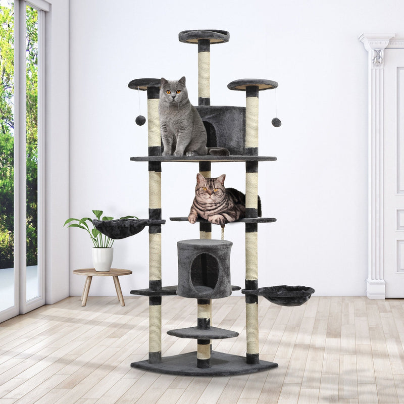XL 6.6ft Luxury Cat Tree Condo in Grey - Seasonal Overstock