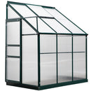 Greenhouses, 6.3' x 4.1' Lean-To Walk-In Greenhouse with Aluminum Frame, Polycarbonate Panels, Sliding Door - Green - Seasonal Overstock