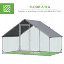 Small Animal Habitats & Cages, 10' x 6.5' Steel Walk-In Chicken Coop Pen with Peaked Roof and Canopy - Seasonal Overstock