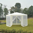 13ft Hexagonal Portable Party Gazebo with Mesh Walls - Cream White - Seasonal Overstock