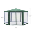 13ft Hexagonal Portable Party Gazebo with Mesh Walls - Green - Seasonal Overstock