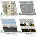 Greenhouse, 20' x 10' Heavy Duty Walk-In Plastic Cover Garden Greenhouse, Peaked Roof, Steel Frame, White - Seasonal Overstock