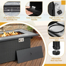 Branton 52" 50,000BTU Black Rattan Wicker Propane Fire Table with Lava Rocks and Cover - Seasonal Overstock