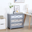 Beren 3-Drawer Grey Storage Dresser with Mirror Panels - Seasonal Overstock