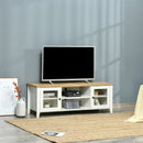 TV Stand, Dallas TV Stand Entertainment Unit for TVs up to 60" - White & Natural - Seasonal Overstock