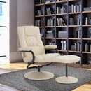 Reclining Chairs, Kenton Faux Leather Chair and Ottoman - Cream - Seasonal Overstock