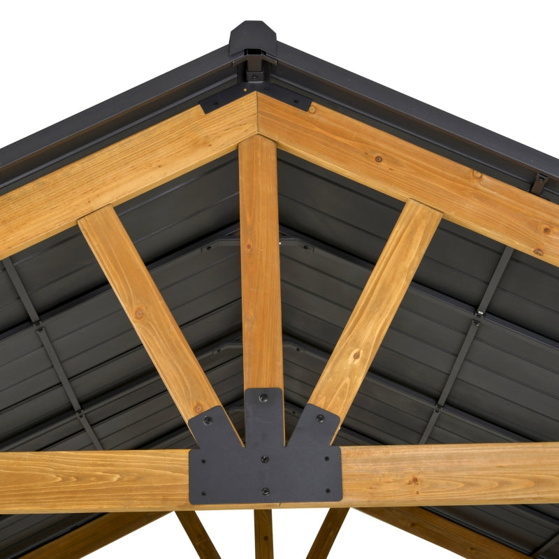 Harrison 13' x 11' Steel Roof Wood Frame Gazebo - Seasonal Overstock