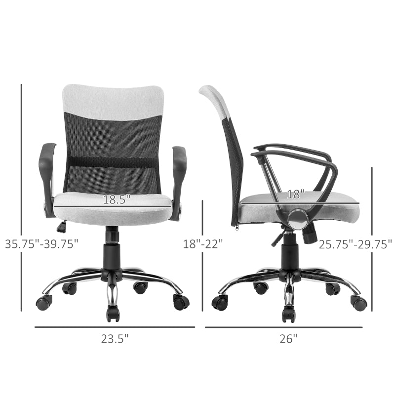 Minnie Ergonomic Mid Back Office Chair - Grey & Black - Seasonal Overstock