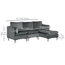 Sofas, Veta 83" Grey Velvet Reversible Sectional Sofa with Chaise - Seasonal Overstock