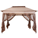 Gazebos, Zella 11' x 11' Khaki Pop-Up Gazebo with Mesh Walls and Carry Bag - Seasonal Overstock