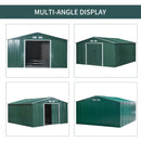 Storage Sheds, 11.2' x 12.5' Large Garden Storage Shed with Dual Sliding Doors - Green - Seasonal Overstock