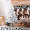 Christmas Trees, 4.9ft White Artificial Christmas Tree with Ornaments - Seasonal Overstock