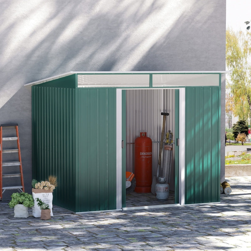 6' x 8.5' Outdoor Garden Storage Shed - Dark Green - Seasonal Overstock