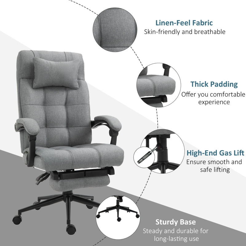 Benz Double Padded Office Chair with Footrest - Light Grey - Seasonal Overstock