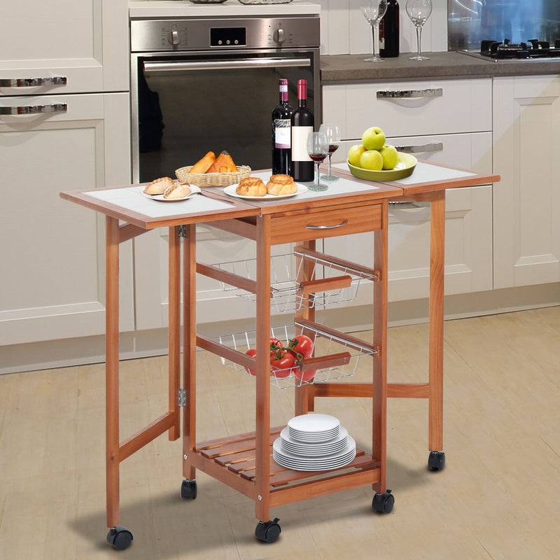 Bridgette Kitchen Cart with Tile Top - Seasonal Overstock