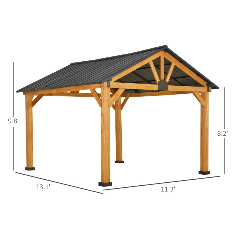 Harrison 13' x 11' Steel Roof Wood Frame Gazebo - Seasonal Overstock