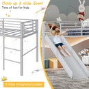 Jaya Twin Size Metal Loft Bed with Slide and Guardrails - Grey - Seasonal Overstock